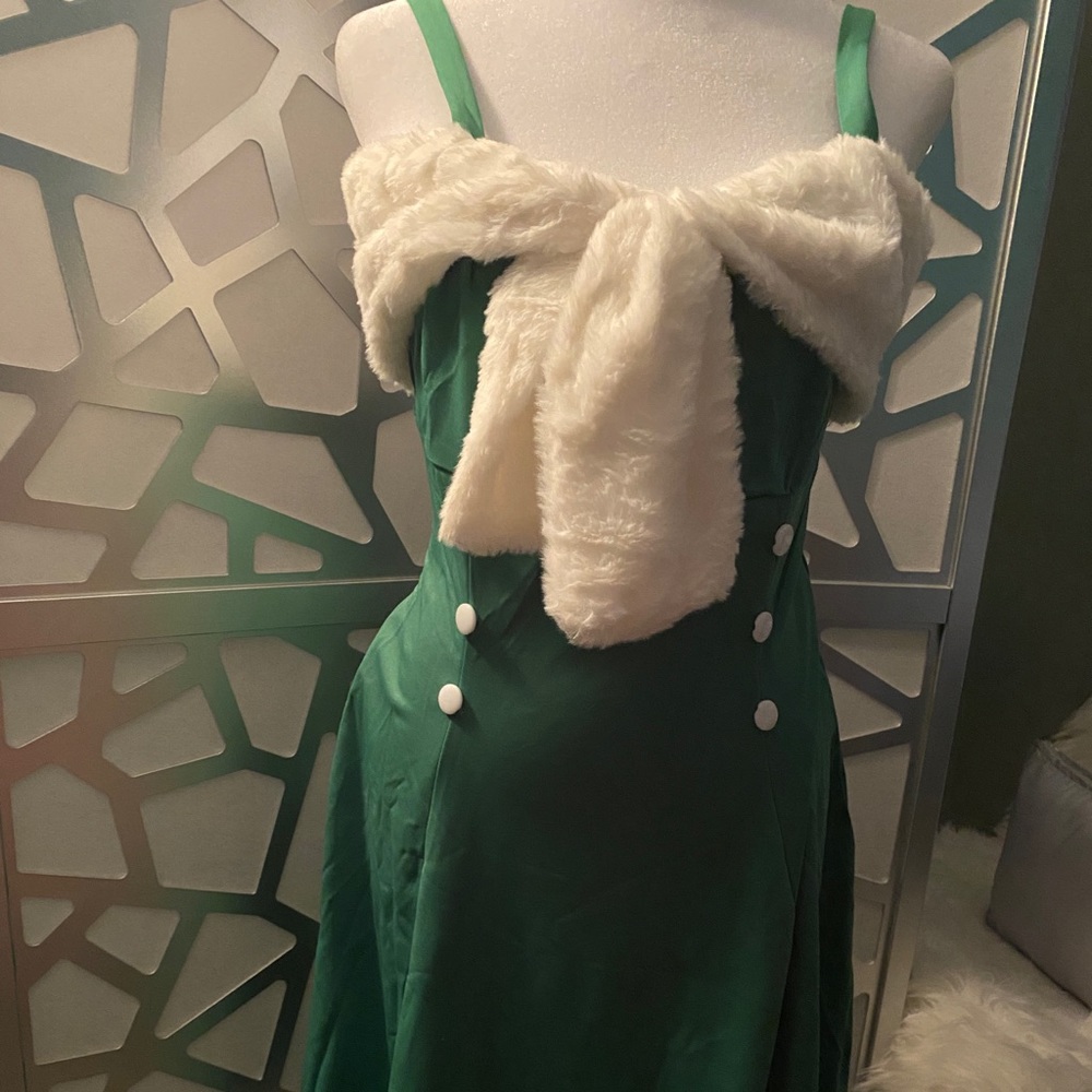 NWOT. Retro style green and white dress.